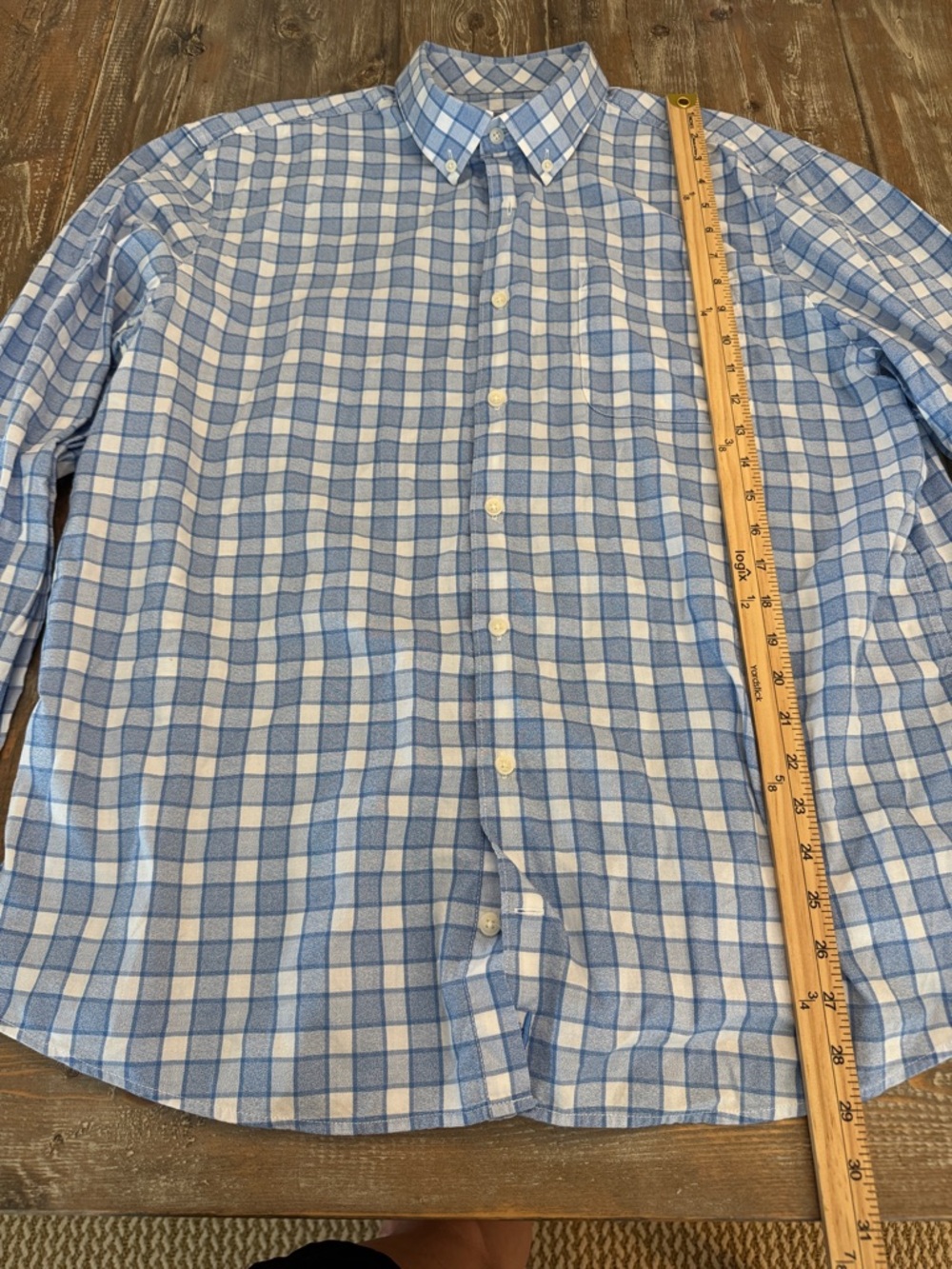 johnnie-O Light Blue and White Plaid Button-Down Shirt